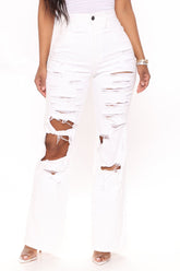 Ripped To Shreds Destroyed Straight Leg Jeans - White Ins Street